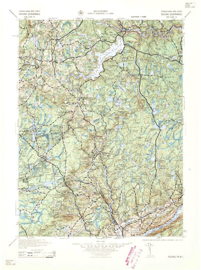 United States Geological Survey Pocono, PA-NJ (1959, 125000-Scale) digital map