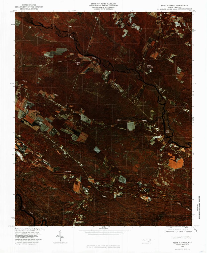 Point Caswell, NC (1980, 24000-Scale) Map by United States Geological ...