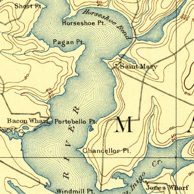 United States Geological Survey Point Outlook, MD-VA (1894, 62500-Scale) digital map