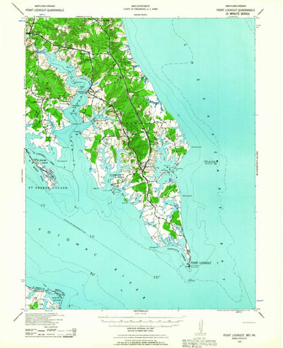 United States Geological Survey Point Outlook, MD-VA (1937, 62500-Scale) digital map