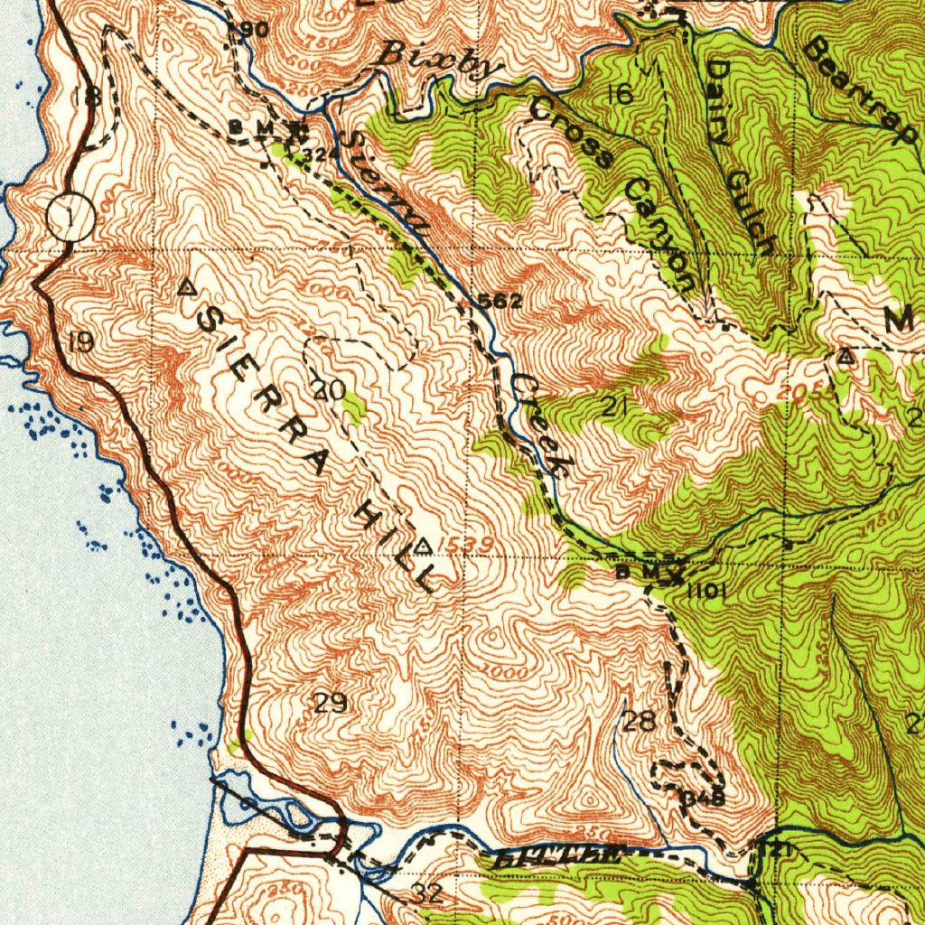 Point Sur, CA (1947, 62500-Scale) Map by United States Geological ...