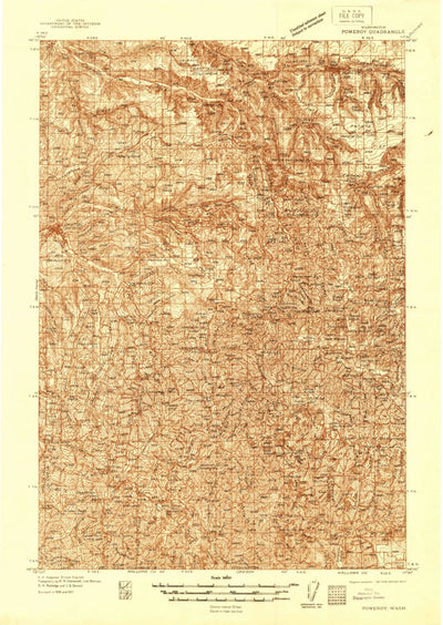 United States Geological Survey Pomeroy, WA-OR (1937, 96000-Scale) digital map