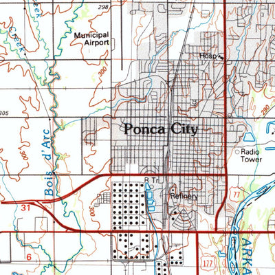 United States Geological Survey Ponca City, OK-KS (1985, 100000-Scale) digital map