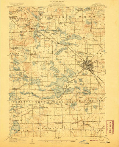 United States Geological Survey Pontiac, MI (1907, 62500-Scale) digital map