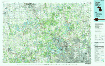 United States Geological Survey Pontiac, MI (1985, 100000-Scale) digital map