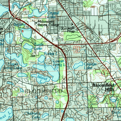 United States Geological Survey Pontiac, MI (1985, 100000-Scale) digital map