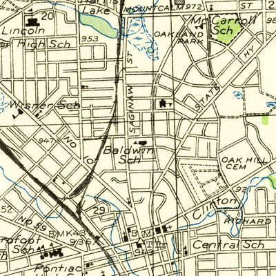 United States Geological Survey Pontiac North, MI (1936, 31680-Scale) digital map