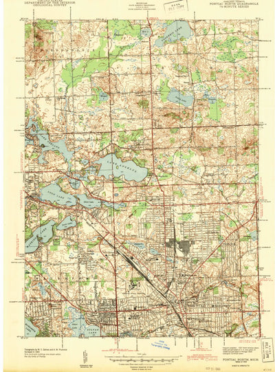 United States Geological Survey Pontiac North, MI (1943, 24000-Scale) digital map