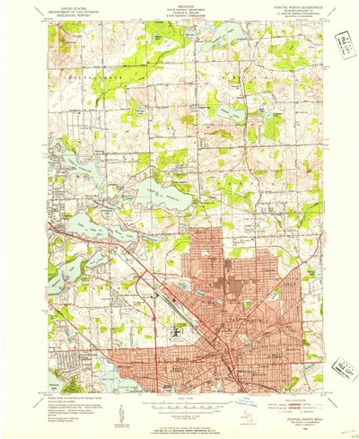 United States Geological Survey Pontiac North, MI (1952, 24000-Scale) digital map
