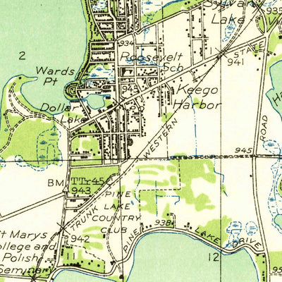 United States Geological Survey Pontiac South, MI (1936, 31680-Scale) digital map