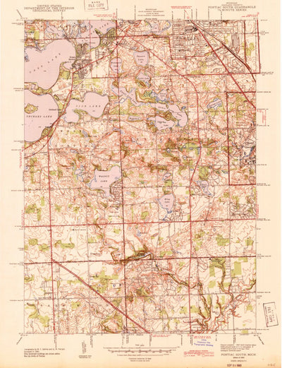 United States Geological Survey Pontiac South, MI (1943, 24000-Scale) digital map