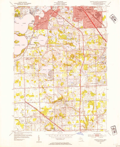United States Geological Survey Pontiac South, MI (1952, 24000-Scale) digital map