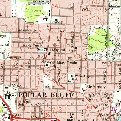 United States Geological Survey Poplar Bluff, MO (1966, 24000-Scale) digital map