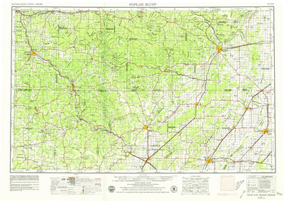United States Geological Survey Poplar Bluff, MO-AR (1957, 250000-Scale) digital map