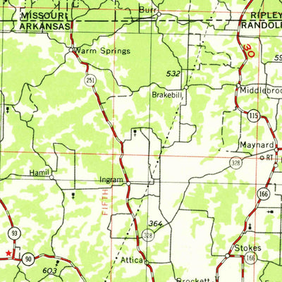 United States Geological Survey Poplar Bluff, MO-AR (1957, 250000-Scale) digital map