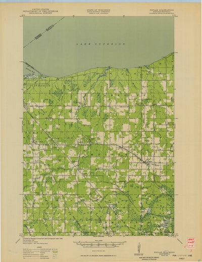 United States Geological Survey Poplar, WI-MN (1949, 48000-Scale) digital map
