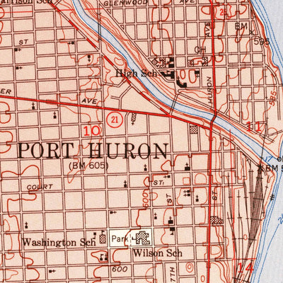United States Geological Survey Port Huron, MI (1952, 24000-Scale) digital map