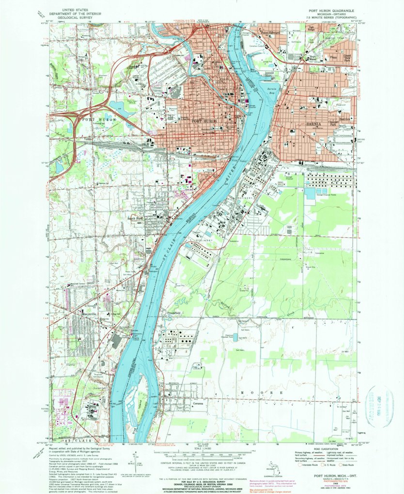 Port Huron, MI (1968, 24000-Scale) Map by United States Geological ...