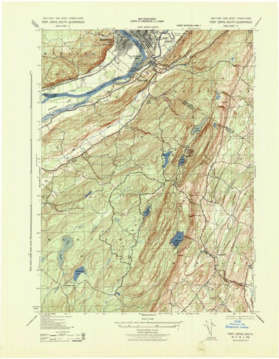 United States Geological Survey Port Jervis South, NY-NJ-PA (1943, 31680-Scale) digital map