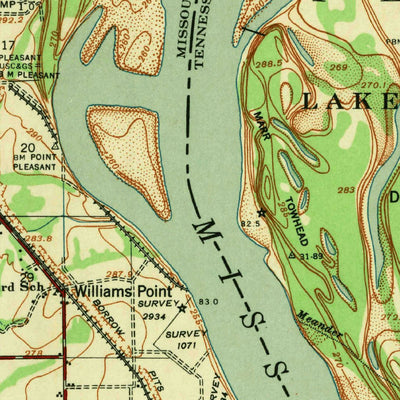 United States Geological Survey Portageville, MO-TN-KY (1939, 62500-Scale) digital map