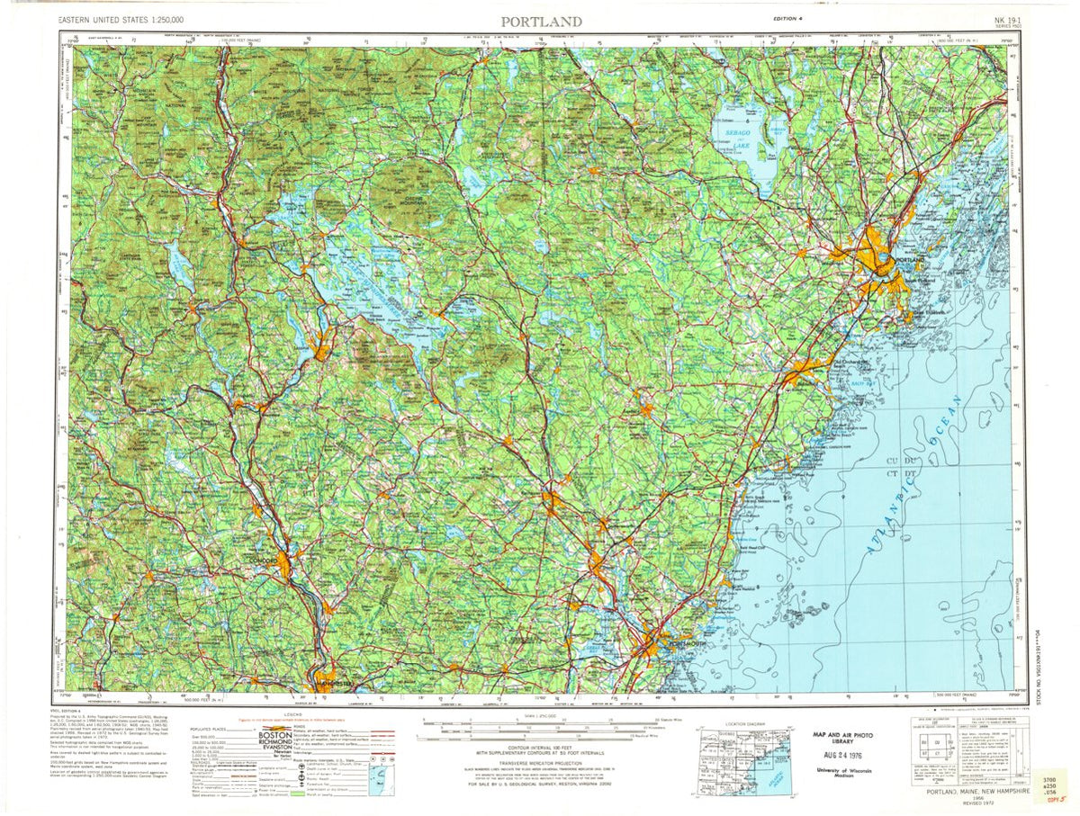 Portland, ME-NH (1956, 250000-Scale) Map by United States Geological ...