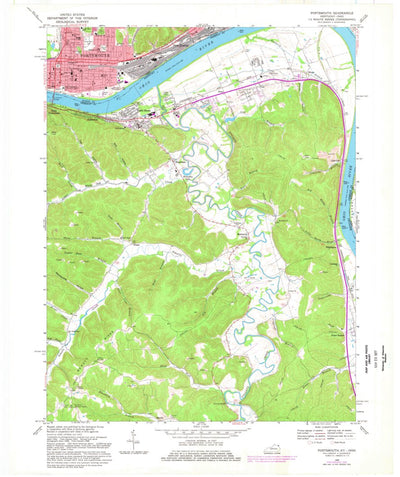 United States Geological Survey Portsmouth, OH-KY (1968, 24000-Scale) digital map