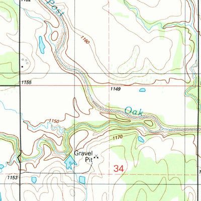 United States Geological Survey Post Oak Creek, OK (1991, 24000-Scale) digital map