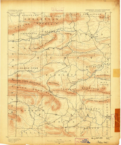 United States Geological Survey Poteau Mountain, AR-OK (1890, 125000-Scale) digital map