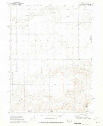 United States Geological Survey Potter SW, NE-CO (1972, 24000-Scale) digital map