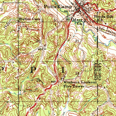 United States Geological Survey Potts Camp, MS (1944, 62500-Scale) digital map