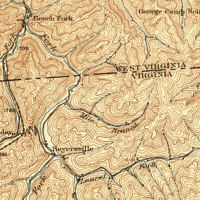 United States Geological Survey Pounding Mill, VA-WV (1926, 62500-Scale) digital map