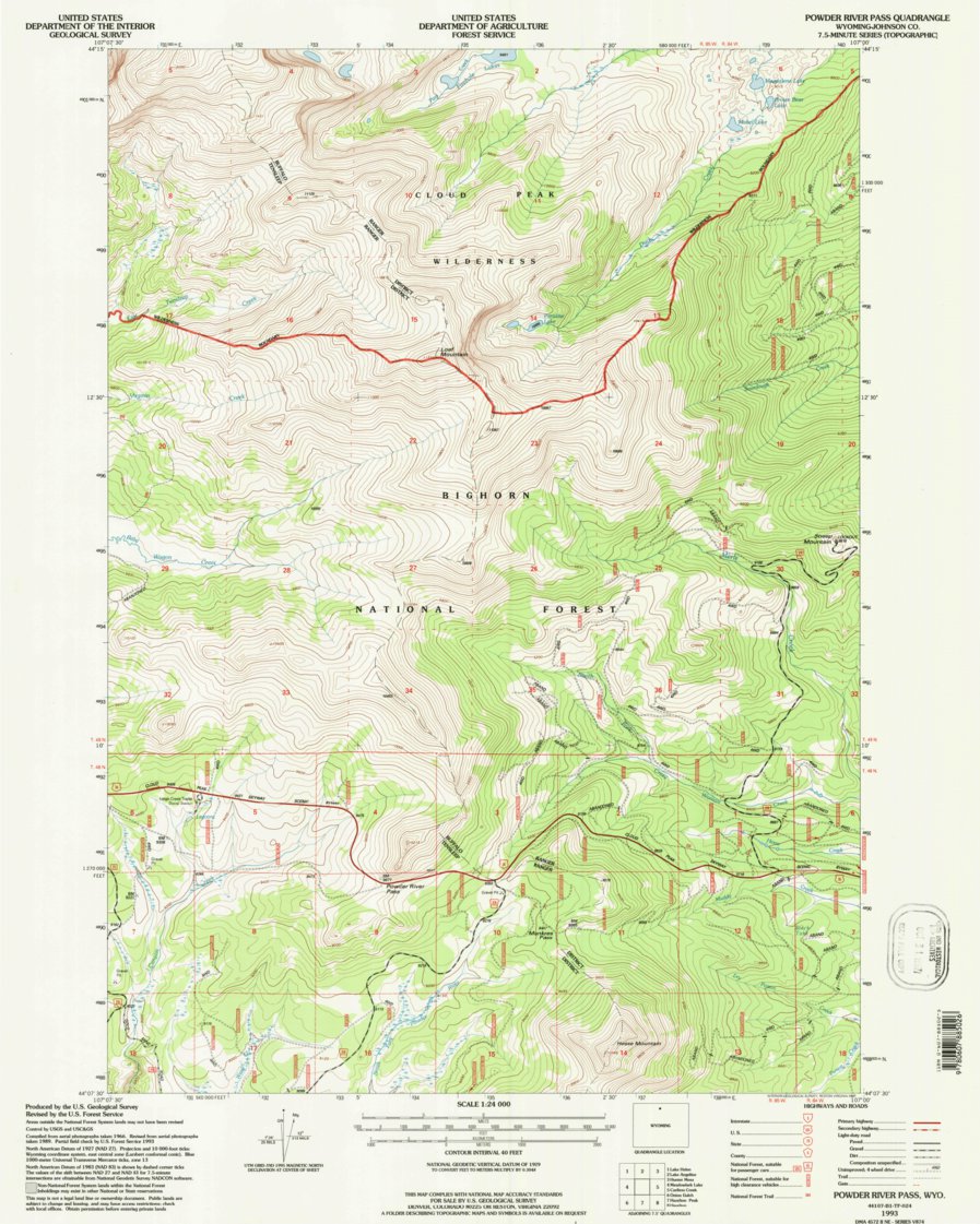 Powder River Pass, WY (1993, 24000-Scale) Map by United States ...