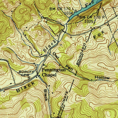 United States Geological Survey Powder Springs, TN (1942, 24000-Scale) digital map