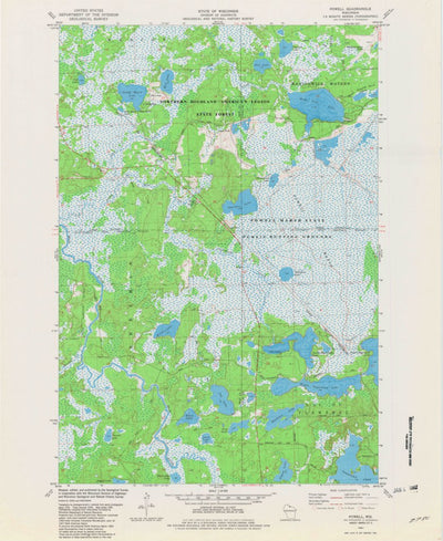 United States Geological Survey Powell, WI (1981, 24000-Scale) digital map