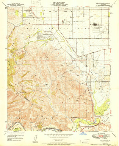 United States Geological Survey Prado Dam, CA (1950, 24000-Scale) digital map