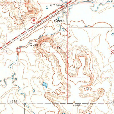 United States Geological Survey Prairie Hill, OK (1971, 24000-Scale) digital map