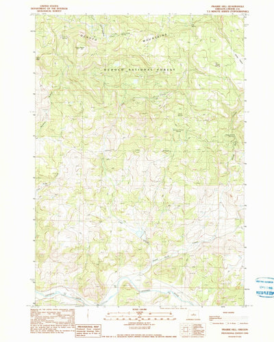 United States Geological Survey Prairie Hill, OR (1990, 24000-Scale) digital map