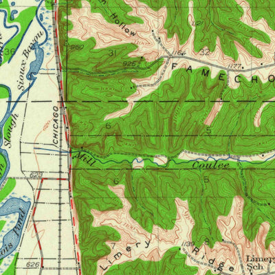 United States Geological Survey Prairie Uu Chien, WI-IA (1929, 62500-Scale) digital map