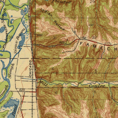 United States Geological Survey Prairie Uu Chien, WI-IA (1932, 62500-Scale) digital map