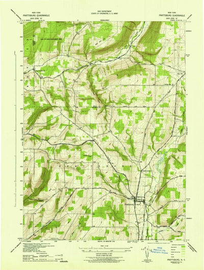 United States Geological Survey Prattsburg, NY (1942, 31680-Scale) digital map
