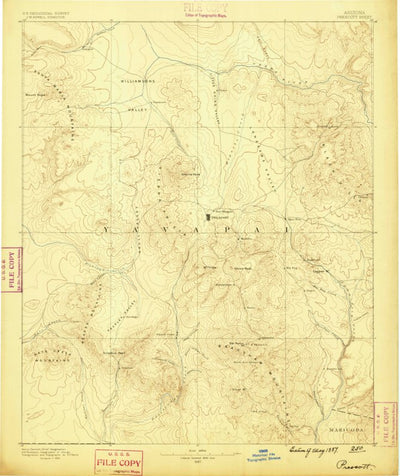 United States Geological Survey Prescott E, AZ (1887, 250000-Scale) digital map