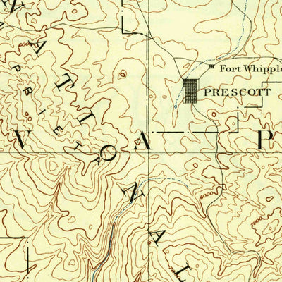 United States Geological Survey Prescott E, AZ (1892, 250000-Scale) digital map