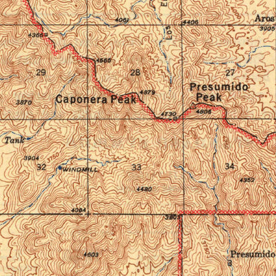 United States Geological Survey Presumido Peak, AZ (1943, 62500-Scale) digital map