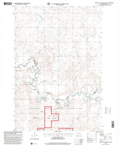 United States Geological Survey Pretty Rock Butte SE, ND (1998, 24000-Scale) digital map