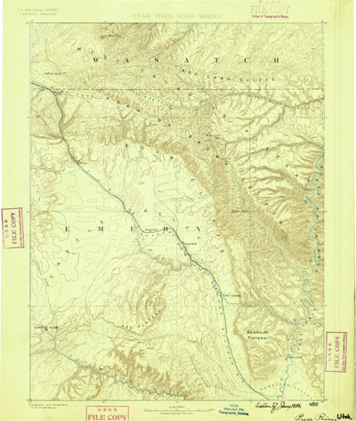 United States Geological Survey Price E, UT (1886, 250000-Scale) digital map