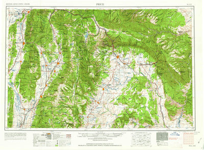 United States Geological Survey Price, UT (1962, 250000-Scale) digital map