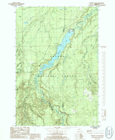 United States Geological Survey Prickett Lake, MI (1985, 24000-Scale) digital map