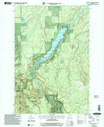 United States Geological Survey Prickett Lake, MI (1999, 24000-Scale) digital map
