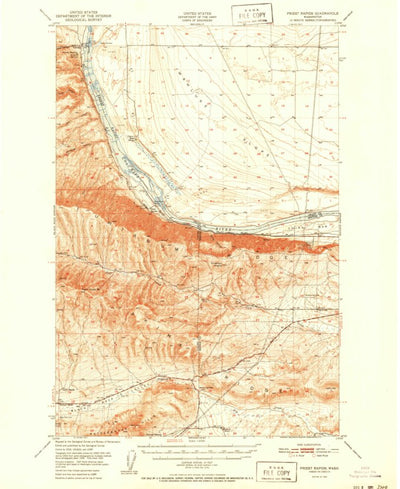 United States Geological Survey Priest Rapids, WA (1951, 62500-Scale) digital map