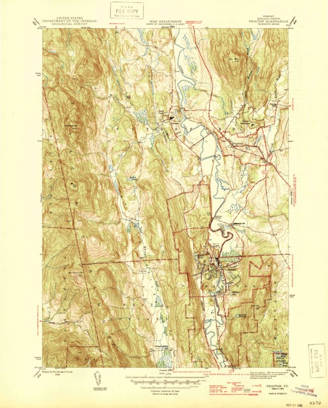 Proctor, VT (1944, 31680-Scale) Map by United States Geological Survey ...